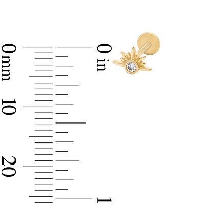 14K Solid Gold CZ Sunburst Cartilage Stud - 18G 5/16”