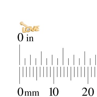 14K Solid Gold CZ “LOVE” Nose Stud - 22G 1/4"