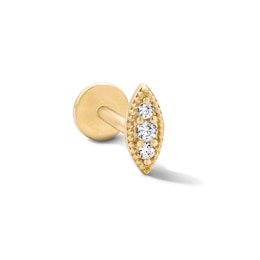 14K Solid Gold CZ Marquise Cartilage Stud - 18G 5/16”