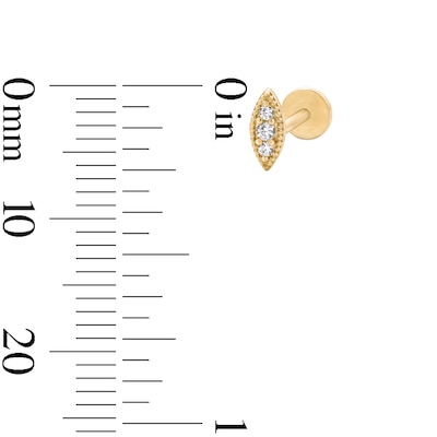 14K Solid Gold CZ Marquise Cartilage Stud - 18G 5/16”