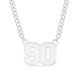 Sterling Silver Double Digit Number Curb Chain - 20"