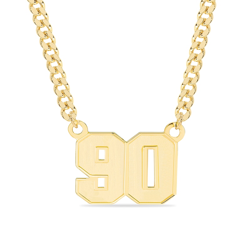 14K Gold Plated Double Digit Number Curb Chain - 18" + 2”