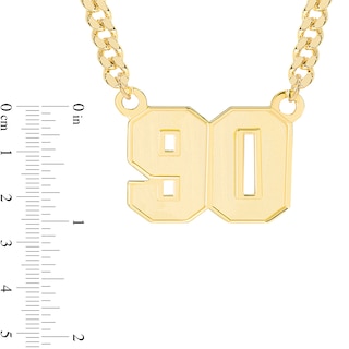 14K Gold Plated Double Digit Number Curb Chain - 18" + 2”