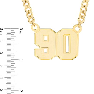 14K Gold Plated Double Digit Number Curb Chain - 18" + 2”