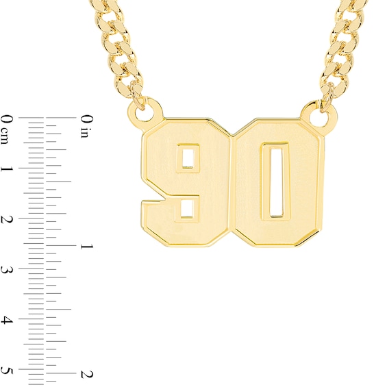 14K Gold Plated Double Digit Number Curb Chain - 18" + 2”