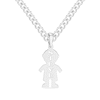 Thumbnail Image 1 of Sterling Silver Boy Silhouette Name Curb Chain Pendant - 18”