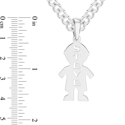 Sterling Silver Boy Silhouette Name Curb Chain Pendant - 18”