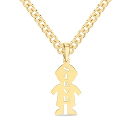 14K Gold Plated Boy Silhouette Name Curb Chain Pendant - 18”