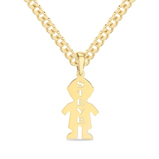 14K Gold Plated Boy Silhouette Name Curb Chain Pendant - 18”