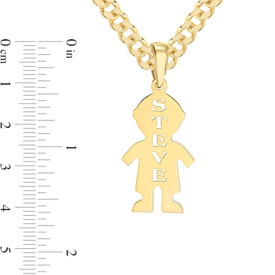 14K Gold Plated Boy Silhouette Name Curb Chain Pendant - 18”