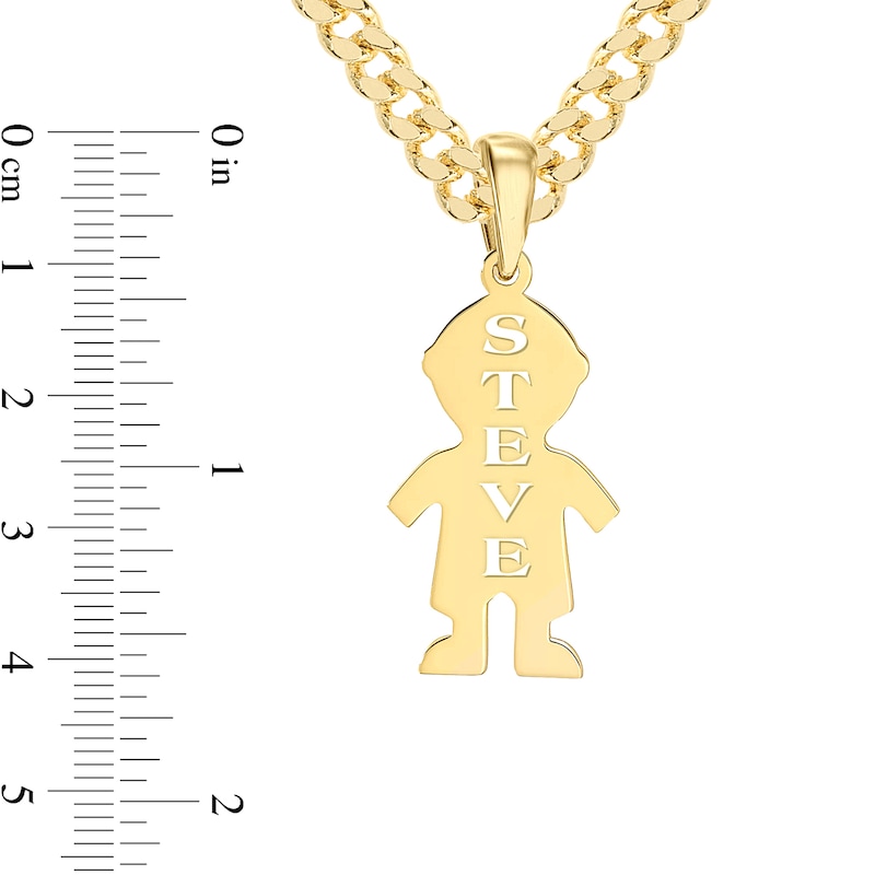 Main Image 2 of 14K Gold Plated Boy Silhouette Name Curb Chain Pendant - 18”