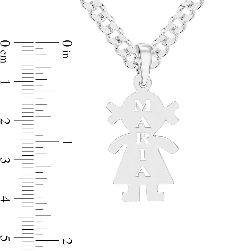 Main Image 2 of Sterling Silver Girl Silhouette Name Curb Chain Pendant - 18”