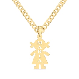 14K Gold Plated Girl Silhouette Name Curb Chain Pendant - 18”