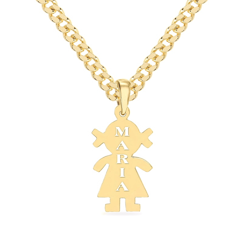 Main Image 1 of 14K Gold Plated Girl Silhouette Name Curb Chain Pendant - 18”
