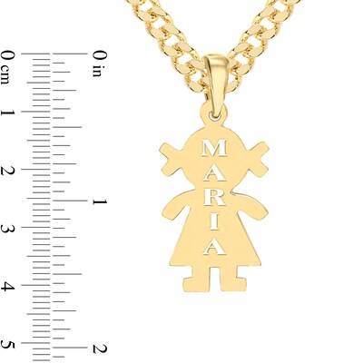 14K Gold Plated Girl Silhouette Name Curb Chain Pendant - 18”