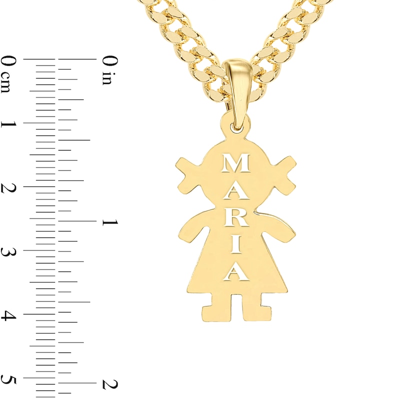 Main Image 2 of 14K Gold Plated Girl Silhouette Name Curb Chain Pendant - 18”