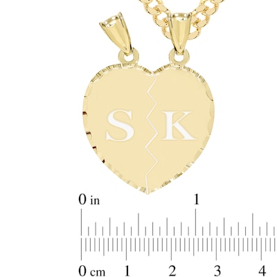 14K Gold Plated Breakable Heart Initials Curb Chain Pendant - 18”