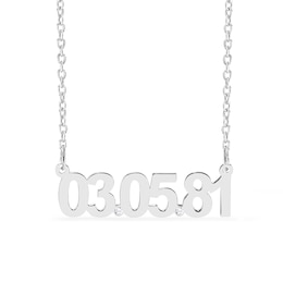 Sterling Silver Diamond Accent Date Bar Necklace - 18”