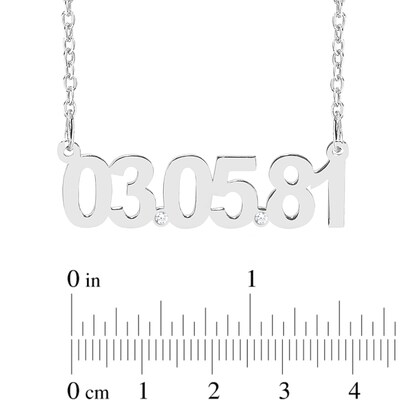Sterling Silver Diamond Accent Date Bar Necklace - 18”