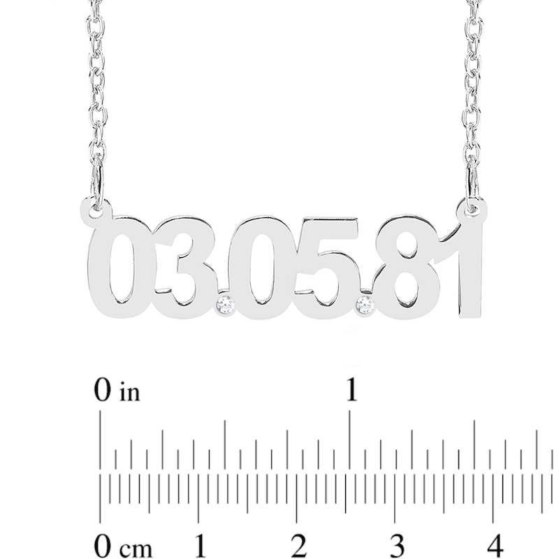 Main Image 2 of Sterling Silver Diamond Accent Date Bar Necklace - 18”