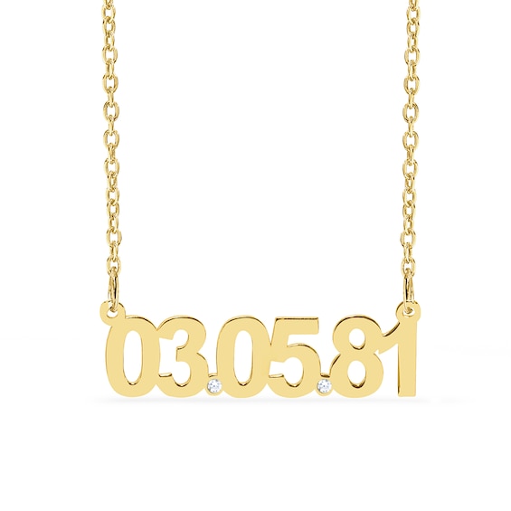 14K Gold Plated Diamond Accent Date Bar Necklace - 18”