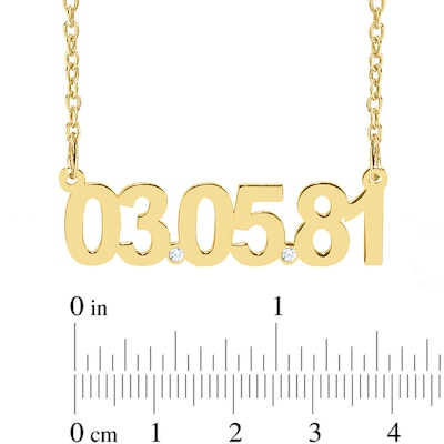 14K Gold Plated Diamond Accent Date Bar Necklace - 18”