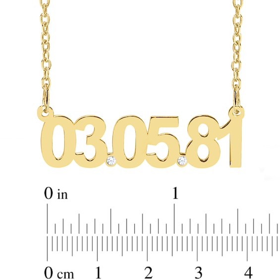 14K Gold Plated Diamond Accent Date Bar Necklace - 18”