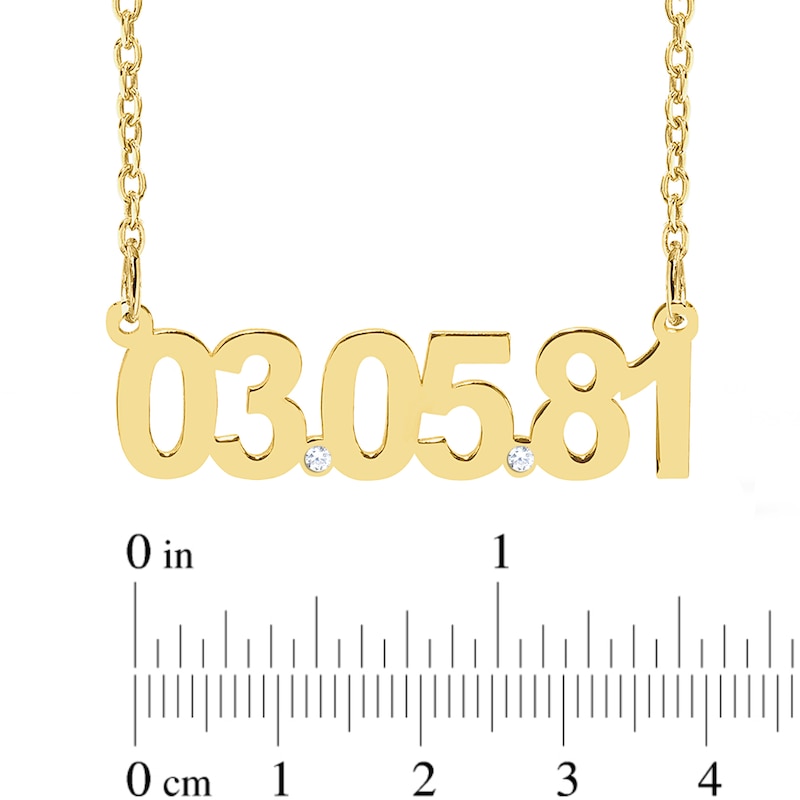 Main Image 2 of 14K Gold Plated Diamond Accent Date Bar Necklace - 18”