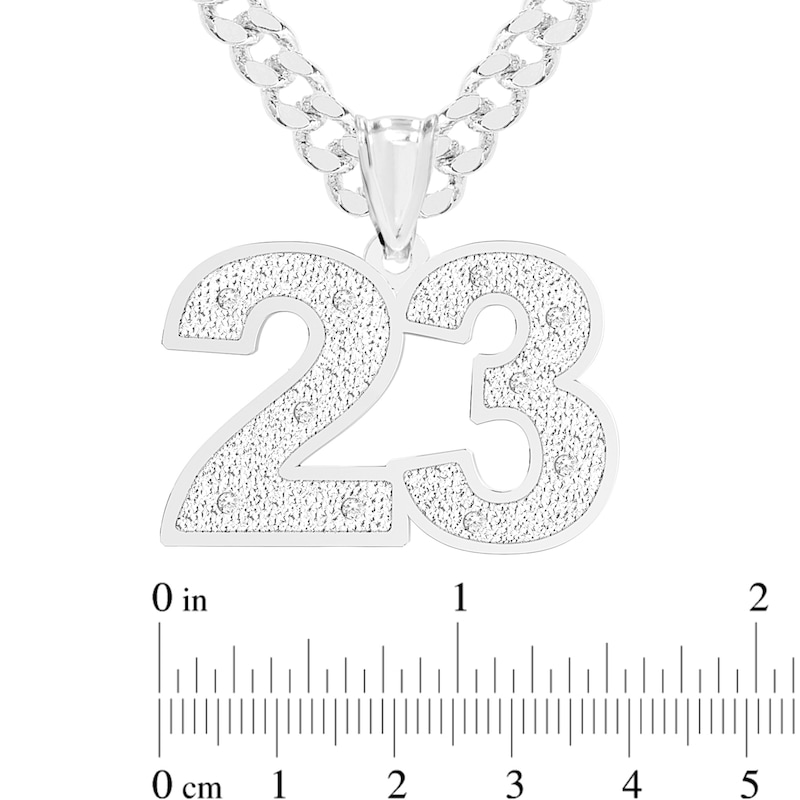 Main Image 2 of Sterling Silver 1/20 CT. T.W. Diamond Number Curb Chain Necklace - 18" + 2"
