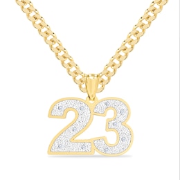 14K Gold Plated 1/20 CT. T.W. Diamond Number Curb Chain Necklace - 18" + 2”