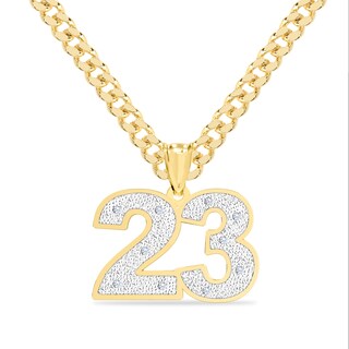 14K Gold Plated 1/20 CT. T.W. Diamond Number Curb Chain Necklace - 18" + 2”