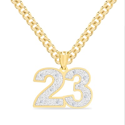 14K Gold Plated 1/20 CT. T.W. Diamond Number Curb Chain Necklace - 18" + 2”