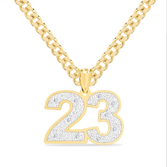 14K Gold Plated 1/20 CT. T.W. Diamond Number Curb Chain Necklace - 18" + 2”
