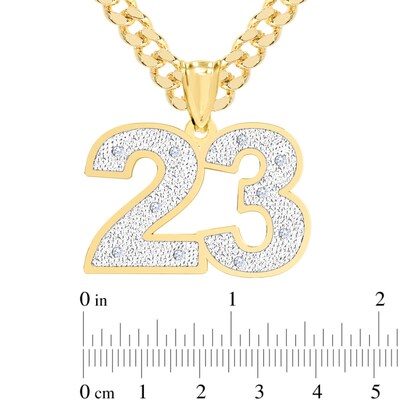 14K Gold Plated 1/20 CT. T.W. Diamond Number Curb Chain Necklace - 18" + 2”