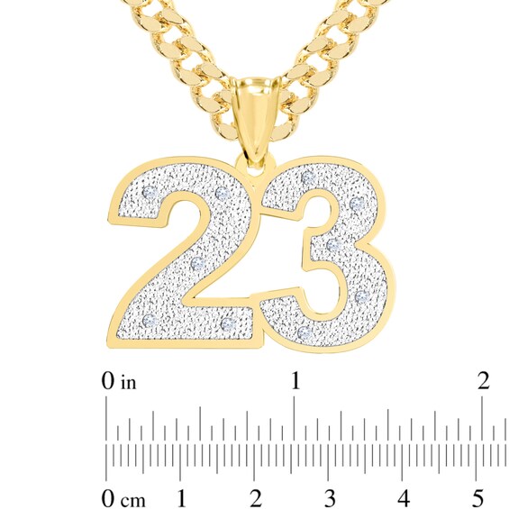 14K Gold Plated 1/20 CT. T.W. Diamond Number Curb Chain Necklace - 18" + 2”