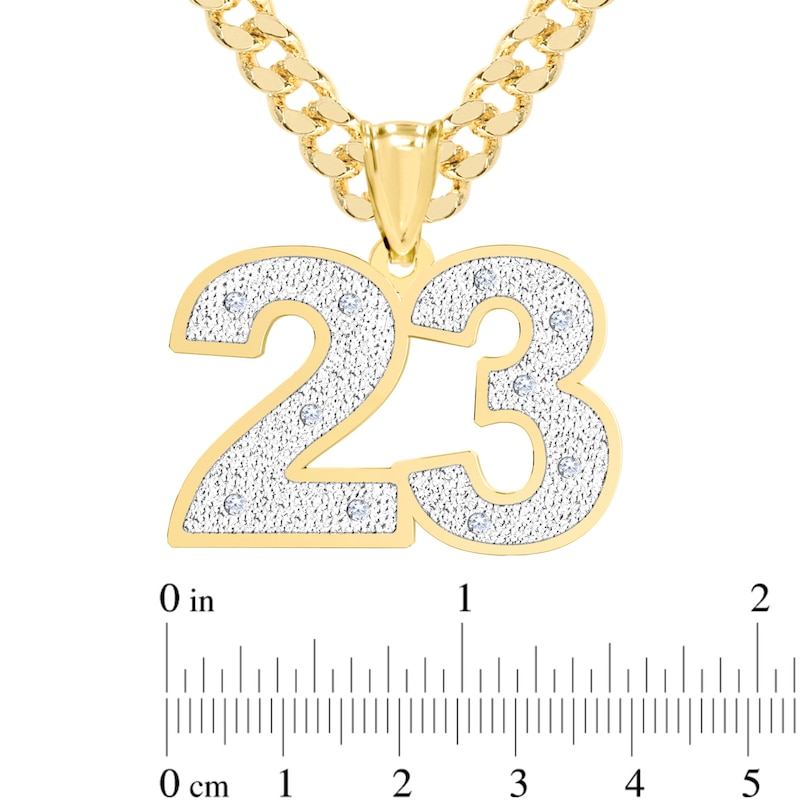 Main Image 2 of 14K Gold Plated 1/20 CT. T.W. Diamond Number Curb Chain Necklace - 18" + 2”