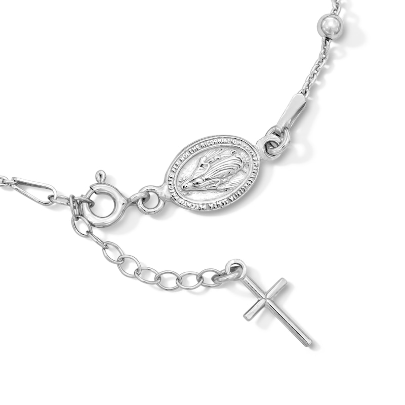 Main Image 3 of Solid Sterling Silver Rosary Bead Chain Bracelet - 7.5"