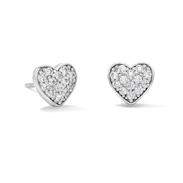 Solid Sterling Silver CZ Heart Cluster Studs
