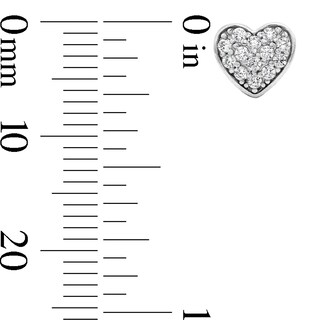 Solid Sterling Silver CZ Pavé Heart Studs