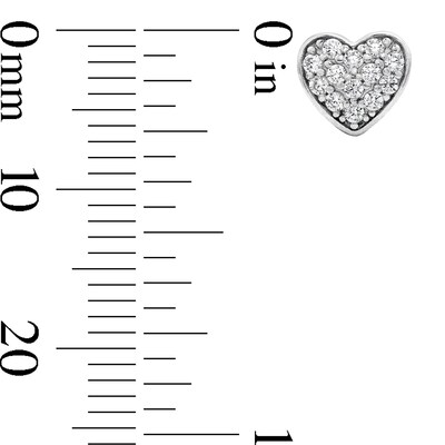 Solid Sterling Silver CZ Pavé Heart Studs