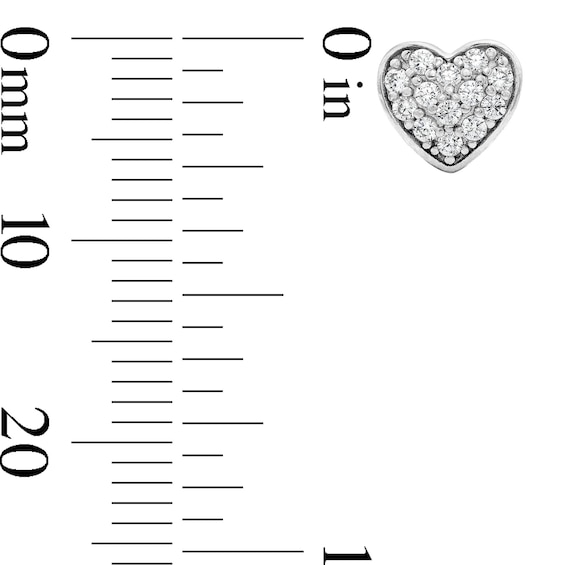 Solid Sterling Silver CZ Pavé Heart Studs