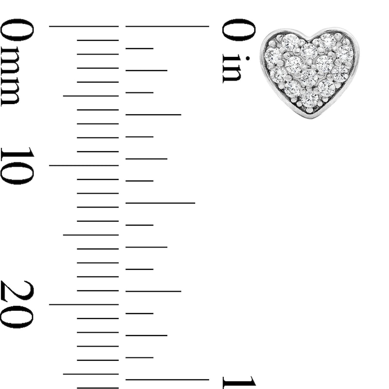 Main Image 2 of Solid Sterling Silver CZ Heart Cluster Studs