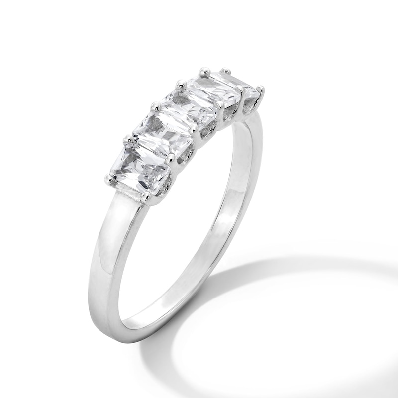 Solid Sterling Silver CZ Emerald-Cut Ring - Size 7