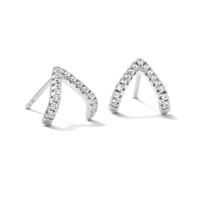 Solid Sterling Silver CZ V Cuff Studs