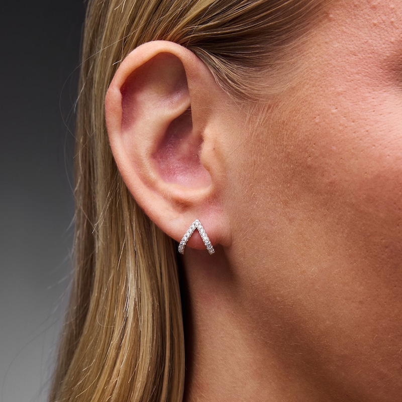 Solid Sterling Silver CZ V Cuff Studs