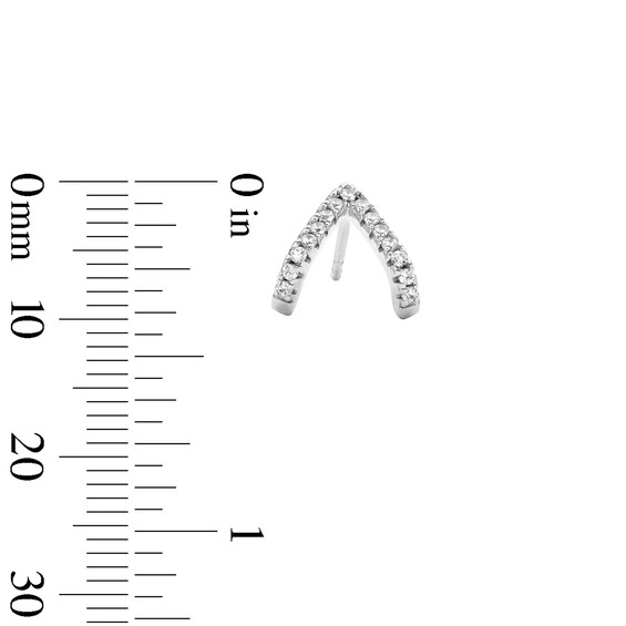 Solid Sterling Silver CZ V Cuff Studs