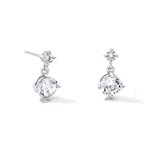 Solid Sterling Silver CZ Drop Earrings