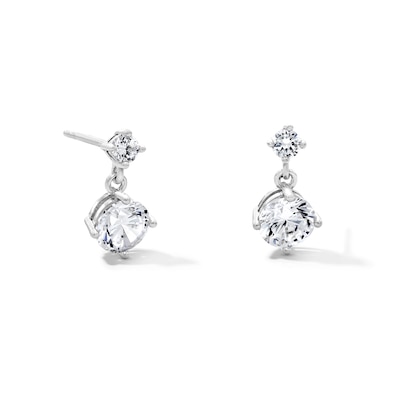 Solid Sterling Silver CZ Drop Earrings