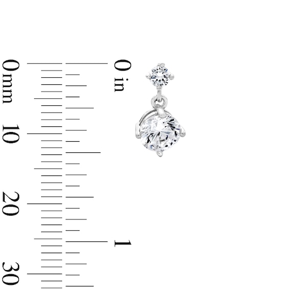 Solid Sterling Silver CZ Drop Earrings