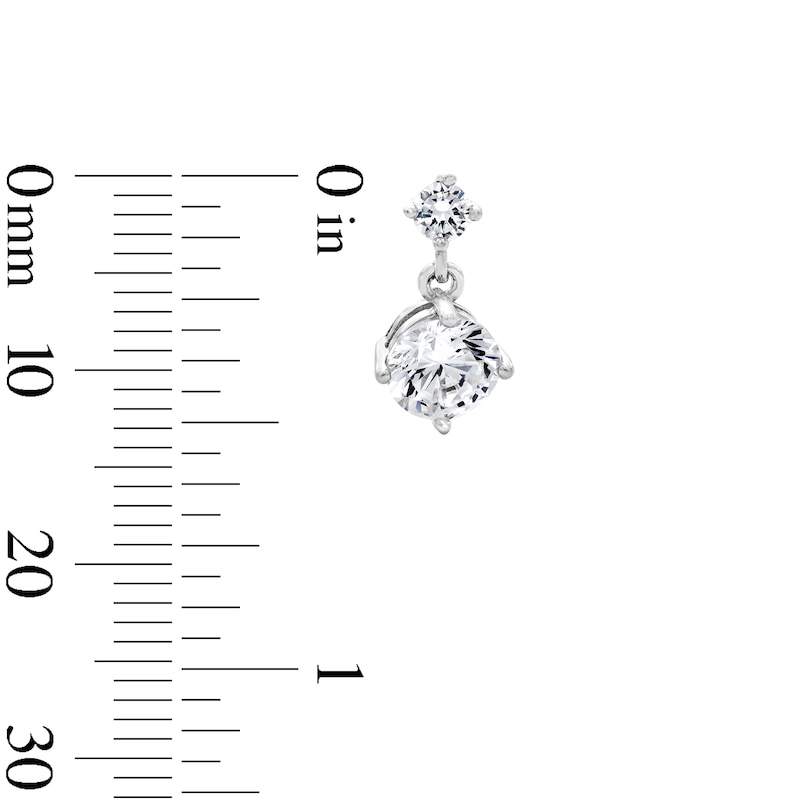 Main Image 3 of Solid Sterling Silver CZ Drop Earrings